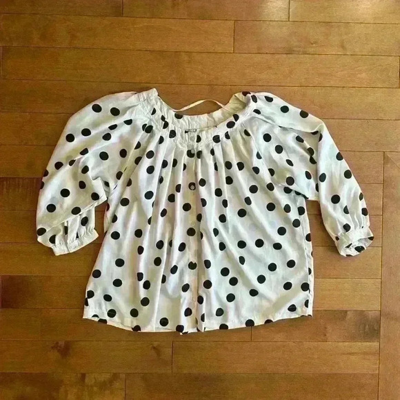 Tops - Effeti Moda | Polka dot cream and black blouse size  small